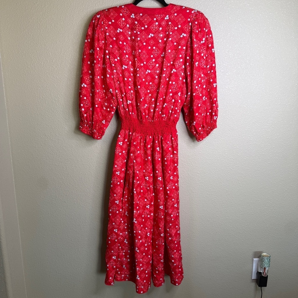 Diane Freis Original 100% Silk Vintage Dress – Red Print – Size M/L - Picture 3 of 6